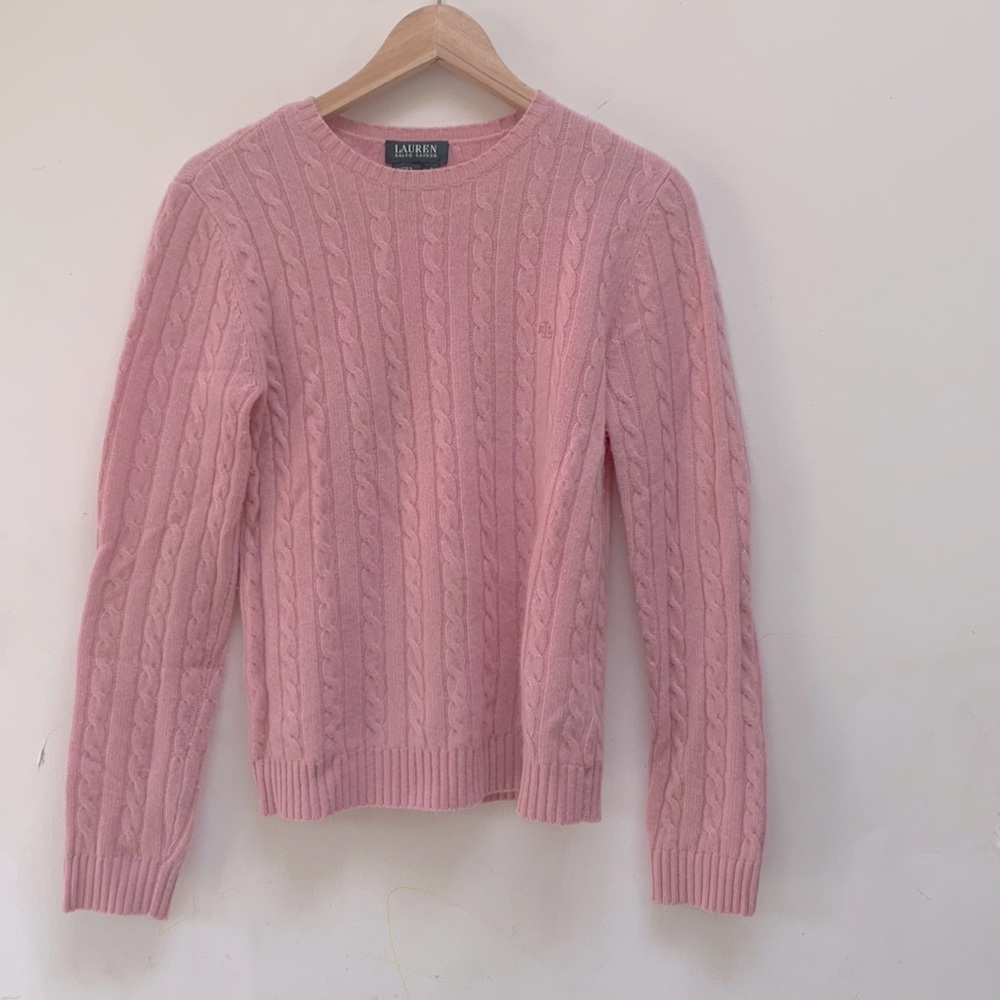 Ralph Lauren Pink Cashmere Longsleeve Swester Small